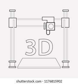 3d printer icon line element. Vector illustration of 3d printer icon line isolated on clean background for your web mobile app logo design.