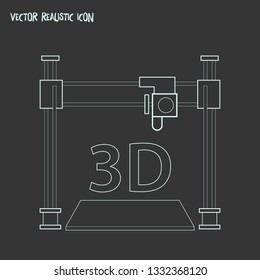 3d printer icon line element. Vector illustration of 3d printer icon line isolated on clean background for your web mobile app logo design.