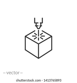 3d printer icon, line symbol on white background - editable stroke vector illustration eps10
