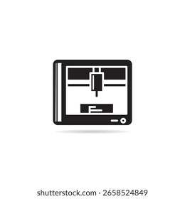Icono de impresora 3D sobre fondo blanco