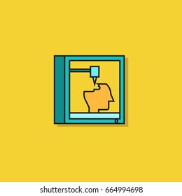 3D printer icon on yellow background