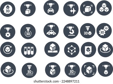 3D printer icon set vector design