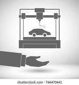 3d Printer Icon Showing A Desktop 3d Printer