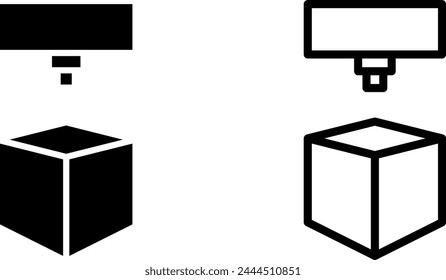3d printer icon, sign, or symbol in glyph and line style isolated on transparent background. Vector illustration
