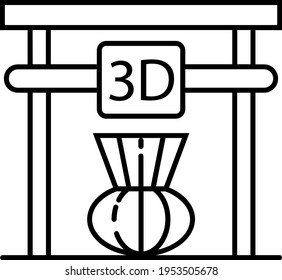 Icono de impresora 3d en contorno delgado. Ilustración vectorial.