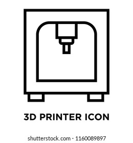 3d printer icon vector isolated on white background, 3d printer transparent sign , line and outline elements in linear style