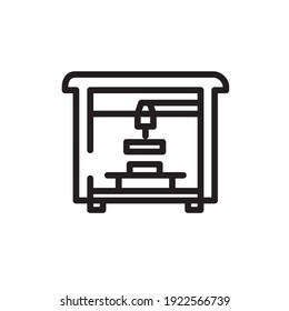 3d printer icon. Vector. Volumetric printing. Outline style. Illustration for website or print.