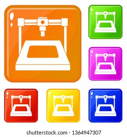 3D printer icons set collection vector 6 color isolated on white background