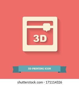 3d printer icons set with simple flat design suitable for infographics, presentations, user interface, etc. Eps10 vector illustration