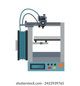 Impresora 3d aislada en fondo blanco. 3 quinquies. Concepto tecnológico.