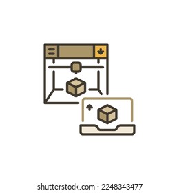 3D printer and Laptop vector concept colored icon or symbol