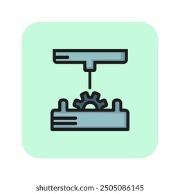 3d printer line icon. Industrial machine, mechanism, press machine. Printing industry concept. Vector can be used for topics like engineering, industry, technology
