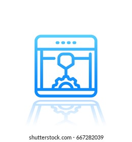 3d Printer Line Icon Isolated Over White, Printing, Additive Manufacturing Vector Illustration