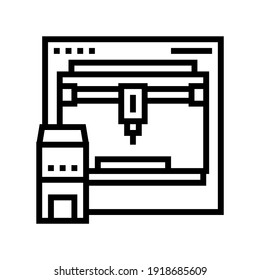 3d printer line icon vector. 3d printer sign. isolated contour symbol black illustration