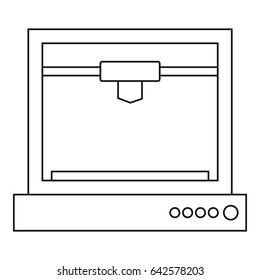 3d printer model icon in outline style isolated vector illustration