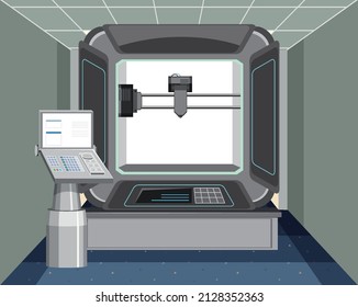 A 3D printer model machine illustration