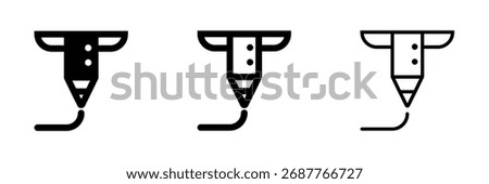 3D Printer Nozzle Icons Set in Outline and Solid Style
