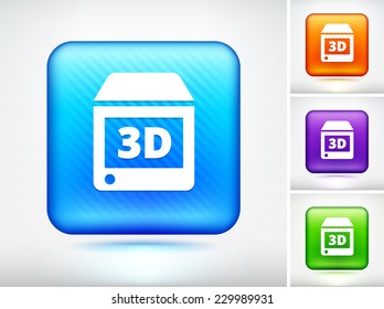 3D Printer on Blue Square Button