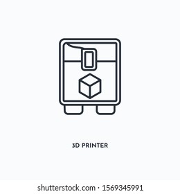 3d printer outline icon. Simple linear element illustration. Isolated line 3d printer icon on white background. Thin stroke sign can be used for web, mobile and UI.