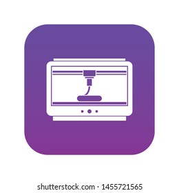 3D printer printing cup icon digital purple for any design isolated on white vector illustration