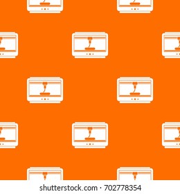 3D printer printing cup pattern repeat seamless in orange color for any design. Vector geometric illustration