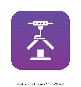3d printer printing house icon digital purple for any design isolated on white vector illustration