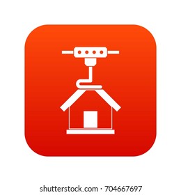 3d printer printing house icon digital red for any design isolated on white vector illustration
