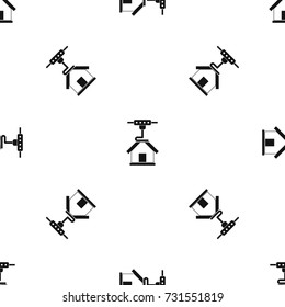 3d printer printing house pattern repeat seamless in black color for any design. Vector geometric illustration
