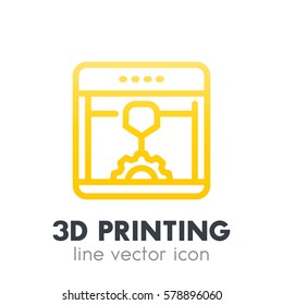 3d Printer, Printing Icon In Linear Style