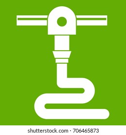3d printer printing icon white isolated on green background. Vector illustration