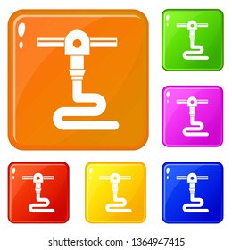 3d printer printing icons set collection vector 6 color isolated on white background