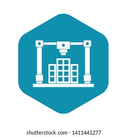 3d printer printing layout of building icon in simple style isolated vector illustration