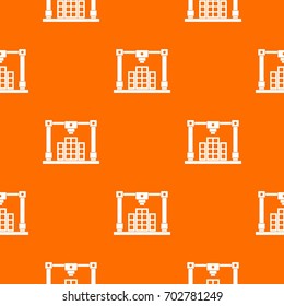 3d printer printing layout of building pattern repeat seamless in orange color for any design. Vector geometric illustration