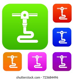 3d printer printing set icon color in flat style isolated on white. Collection sings vector illustration