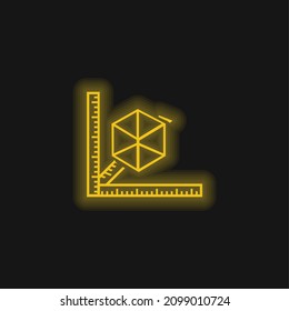 3d Printer With Rulers yellow glowing neon icon
