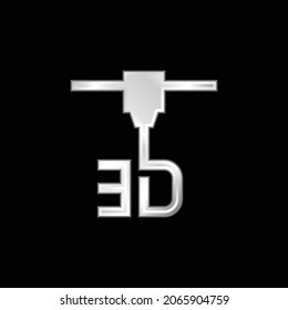 3 d Icono metálico plateado de impresora