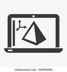 3D Printer simple icon. Logo design vector illustration. The process of 3D printing, engineering, product modeling, design it in to 3D graphics programs.