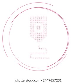 The 3D printer symbol filled with pink dots. Pointillism style. Vector illustration on white background