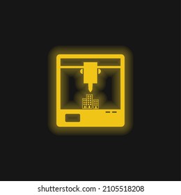 3d Printer Symbol Of Window yellow glowing neon icon