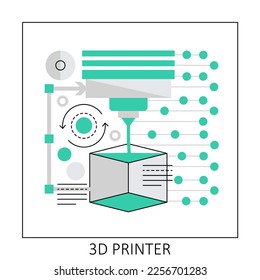 3d printer technology. Modeling web graphics, printing augmented reality vector illustration