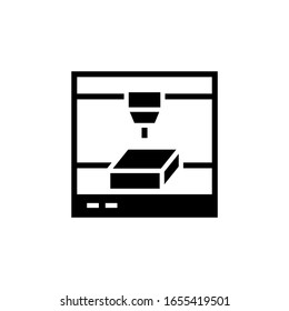 3d printer vector icon in black solid flat design icon isolated on white background