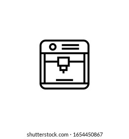 3d printer vector icon in linear, outline icon isolated on white background