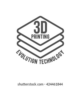 3D printer vector icon logotype or badge. 