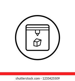3D printer vector icon, simple, flat design for web or mobile app