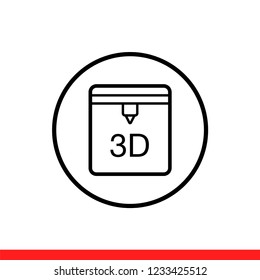 3D printer vector icon, simple, flat design for web or mobile app