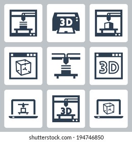 3D Printer Vector Icons Set