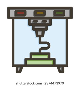3D Printer Vector Thick Line Filled Colors Icon For Personal And Commercial Use.
