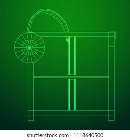 3D Printer Wireframe low poly mesh vector illustration