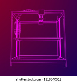 3D Printer Wireframe low poly mesh vector illustration