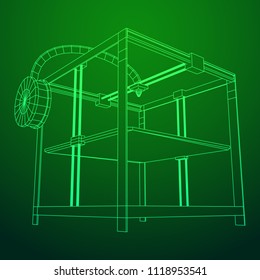 3D Printer Wireframe low poly mesh vector illustration